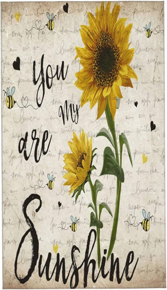 Sunflower Hand Towels Set of 2 15.7x27.5 Absorbent Kitchen Guest Towels Yellow Flower Bees