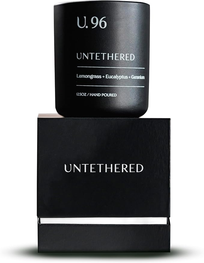U.96 Luxury Scented Candle – Lemongrass, Eucalyptus & Amber | Hand-Poured in USA w/ 100% Natural Coconut & Apricot Wax | Double Wick, Long-Lasting Aromatherapy Candle for Home, Gift, & Rest (12.5 oz)