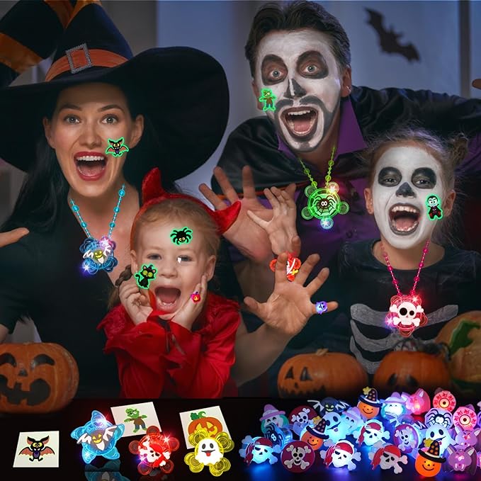 Halloween Party Favors for Kids, 100 Pack Glow in the Dark Toys Halloween Toys Bulk for Halloween Party School Classroom Prizes Goodie Bags Trick or Treats Gifts