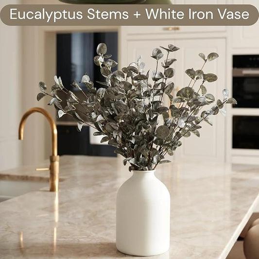 RyddeligHome 6 Branches Artificial Tree Long Eucalpytus Stems for Tall Vase, Eucalyptus Centerpieces for Tables, 23" Dusty Green Faux Stems for Vase, Realistic Greenery Branches Fillers for Home Décor