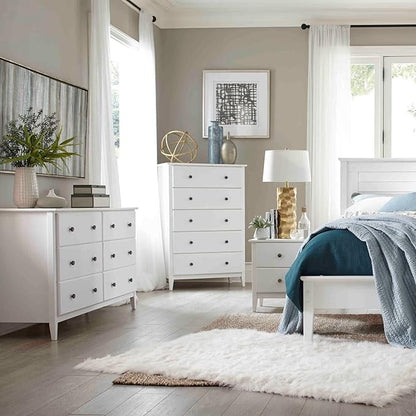 Grain Wood Furniture Greenport Solid Wood Platform Bed, Full Size, Brushed White