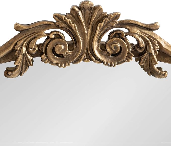 Kate and Laurel Arendahl Traditional Arch Mirror, 24 x 36, Antique Gold, Baroque Inspired Wall Decor
