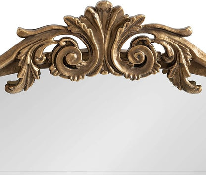 Kate and Laurel Arendahl Traditional Arch Mirror, 24 x 36, Antique Gold, Baroque Inspired Wall Decor