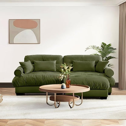 SoarFlash L Shaped Couches for Living Room, Small Sectional Sofa Set with Reversible Chaise, Modern Designed Sleeper Sofas and Modular Couch Function, Suitable for Small Spaces in Apartment, Green