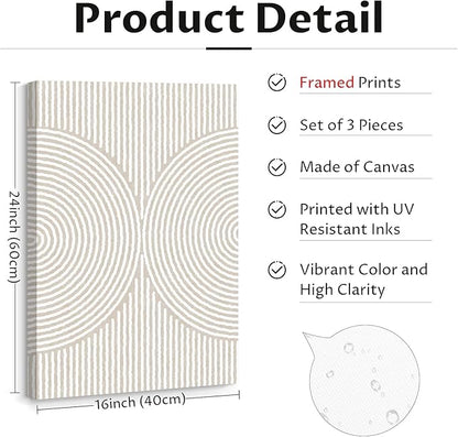 Modern Abstract Pictures Wall Art Boho Neutral Canvas Wall Art Minimalist Line Wall Decor Beige Black Brown Artwork Abstract Modern Painting Prints for Living Room Bedroom 16x24x3 Inch Wrapped Canvas