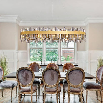 Siljoy Gold Crystal Chandelier for Dining Room, Large Modern 2-Tiers K9 Crystal Raindrop Chandelier, 20 Lights Luxury Adjustable Hanging Ceiling Light for Living Room Kitchen Island Bar L52''