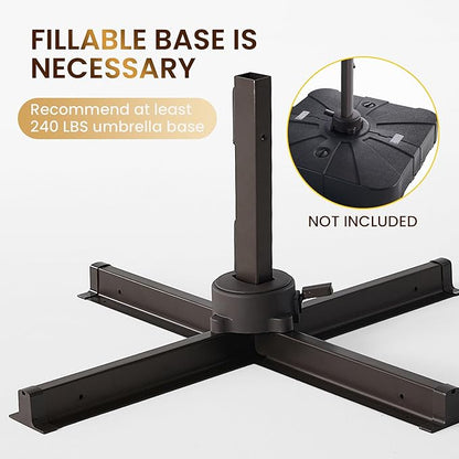 9' X 12' Cantilever Patio Umbrella Outdoor Heavy Duty Double Top Windproof Rectangle Offset Umbrellas with 360-degree Rotation for Pool Deck Backyard, Beige