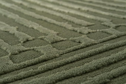 Revival Rugs Soloba 3'11"x6'1" Machine Washable Area Rug for Kitchen Bedroom - 100% Recycled Oeko-TEX Certified, Medium Pile, Green