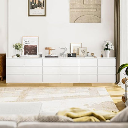 9 Drawers Dresser,Modern Large Wood Dresser,Chest of Drawers for Bedroom, Living Room,Hallway,Entryway,TV Stand Drawer Organizer(White)