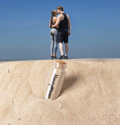 Honeymoon Sand Keepsake Jar，Bridal Shower, Wedding, Engagement, Honeymoon, Travel Gift for Couples, Newlywed, Fiance(Gift Box Includes) - 40ml Cylindrical Shape Glass
