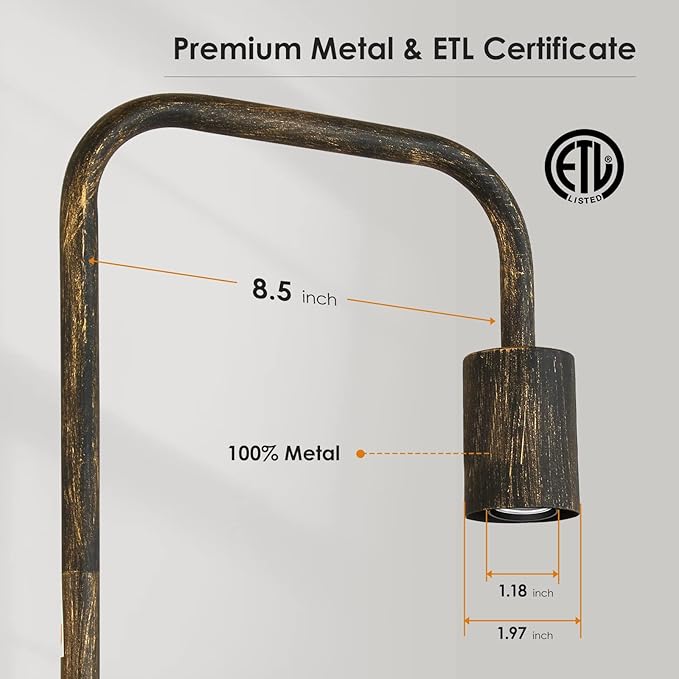 BoostArea Floor Lamp, Bronze Industrial Floor Lamp, 63 Inch Antique Standing Lamp, E26 Socket, Whole Metal, ETL Listed, Modern Stand Up Lamp for Bedroom, Living Room, Minimalist, Vintage, Mid Century