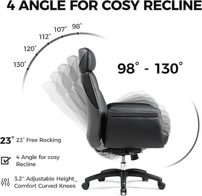 EUREKA ERGONOMIC Royal Ergonomic Office Chair Executive Desk Chair, Microfiber Leather High Back Executive Chair Comfy Ergonomic 360° Swivel with Lumbar for Home Workshop- Black
