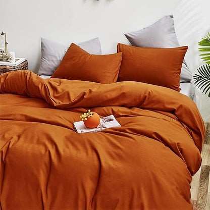 Pureant Burnt Orange Comforter Set Full Size Women Girls Terracotta Red Bedding Comforter Sets Rust Full Comforter Cotton Soft Boho Caramel Full Size Comforter Sets Reddish Orange Blankets Breathable