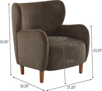 Christopher Knight Home Dolly Mid-Century Modern Velvet Upholstered Wingback Club Chair, Living Room Lounge Chair for Relaxation, Reading Armchair, Solid Wood Living Room Accent Chair, Dark Brown