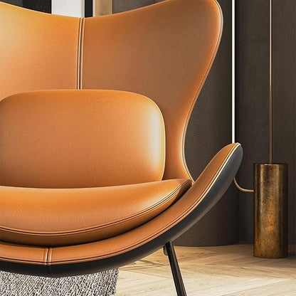 homary PU Leather Modern Wingback Accent Chair for Living Room Patio High-Density Foam Durable Metal Legs