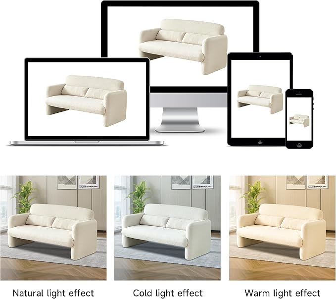 59.06'' Loveseat Sofa, 2 Seater Sherpa Fabric Love Seat Couch, Comfy Upholstered Modern Leisure Loveseat Couches with 2 Waist Pillow for Bedroom, Office, Living Room