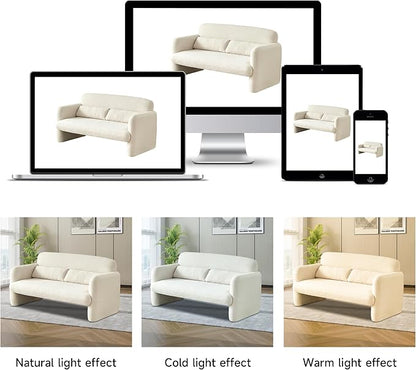 59.06'' Loveseat Sofa, 2 Seater Sherpa Fabric Love Seat Couch, Comfy Upholstered Modern Leisure Loveseat Couches with 2 Waist Pillow for Bedroom, Office, Living Room