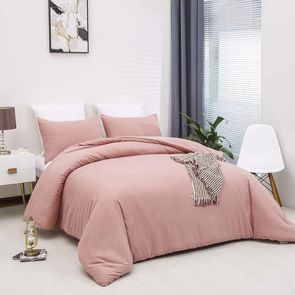 Pureant Blush Pink Comforter Set King Dusty Pink Bedding Comforter Sets Cotton Bedding for Women Girls Bean Pink Comforter Soft Solid Light Pink King Blanket Quilts Muave Pink King Size Comforter
