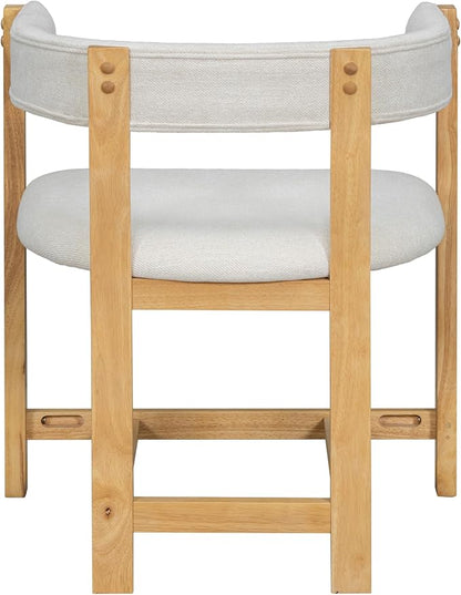 Christopher Knight Home Set of 2 Arley Modern Fabric Upholstered Dining Sturdy Wooden Kitchen Side Chair with Ergonomic Backrest and Footrest, Soft Padded Barrel, Beige+Natural