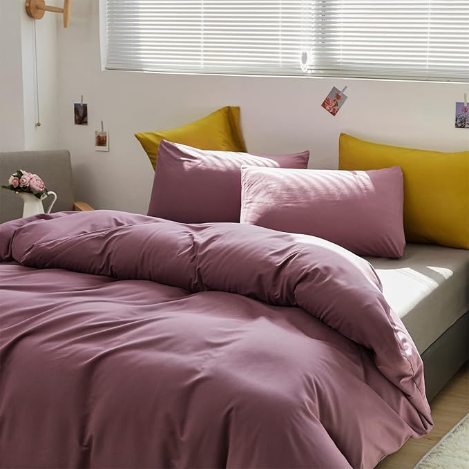 CLOTHKNOW Purple Twin/Twin XL Comforter Set 3Pcs Pale Mauve Bedding Comforter Sets Dusty Purple Comforter Soft Grape Comforter and 2 x Pillowcases