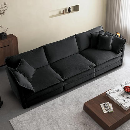 SoarFlash Chenille Sectional Sofa, Comfy Modular Loveseat Sofa, Modern 3-Seat Couch Deep Seat Sofa Set for Living Room,Grey