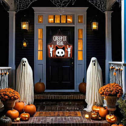 Lucunstar Creep It Real Neon Sign Halloween Led Sign For Wall Decor Scary Led Light For Halloween Decor Spooky Theme Party USB Powered 15.75x12.60in