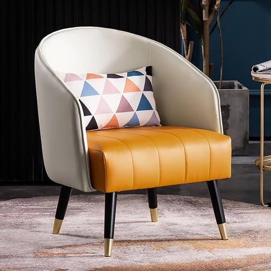 homary Leather Accent Chair with High Back Microfiber Upholstery Comfy Chair for Bedroom, Reading Corner, Living Room Chairs (White)