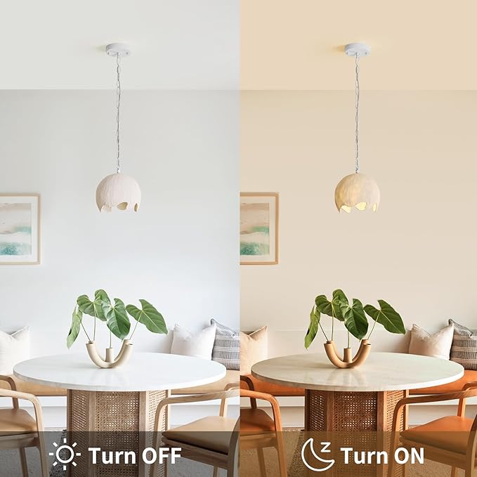 Wabi Sabi Pendant Lights, 7.5in White Modern Pendant Light Resin Hanging Lamp Kitchen Island Lighting Modern Japandi Chandelier for Dining Room Bedroom Hallway Restaurant Foyer