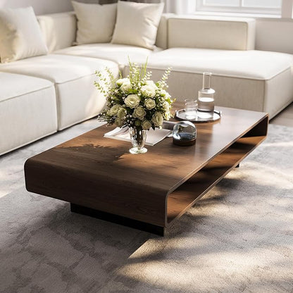 Acanva Mid Century Modern Coffee Table with Storage Shelf, Center Tables with Metal Legs, for Living Room/Office/Reception, Easy Assembly