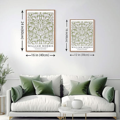 ILLBDR Framed Wall Art William Morris Botanical Floral Canvas Wall Art Set of 3, Farmhouse Rustic William Morris Print Abstract Decor for Living Room Office Bedroom, 16x24 Inch