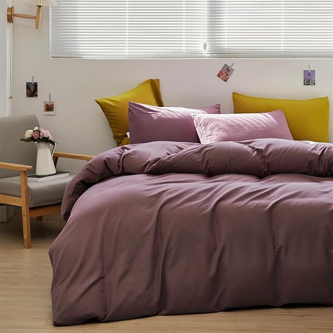 CLOTHKNOW Dusty Purple Queen Size Comforter Sets Pale Mauve Bedding Comforter Sets Soft All Season Purple Comforter with 2 Pillow Cases