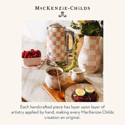 MACKENZIE-CHILDS Electric Kettle, Stainless-Steel Appliances Kettle, Pink-and-White Rosy Check