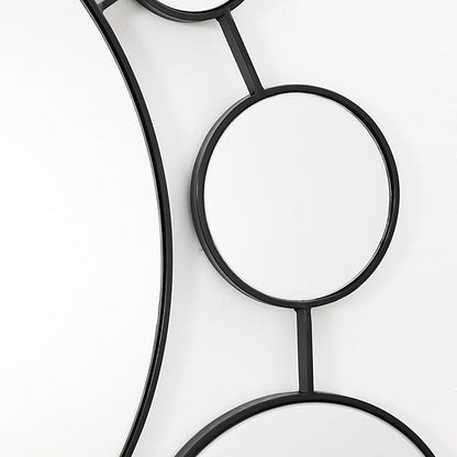 LuxenHome 34.5"x24.5" Circles Wall Mirror, Black Metal Frame Iron Loops Round Decorative Wall Decor, Modern Accent Mirror for Vanity Living Room Bedroom Bathroom Entryway Corner