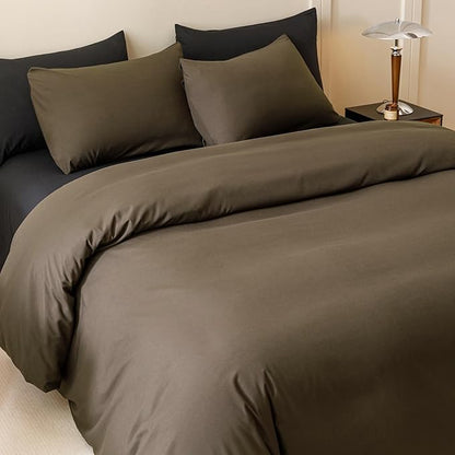 CLOTHKNOW Chestnut Brown California King Comforter Set Brown Bedding Comforter Sets Dark Brown Comforter Mocha Coffee Comforter Cal King