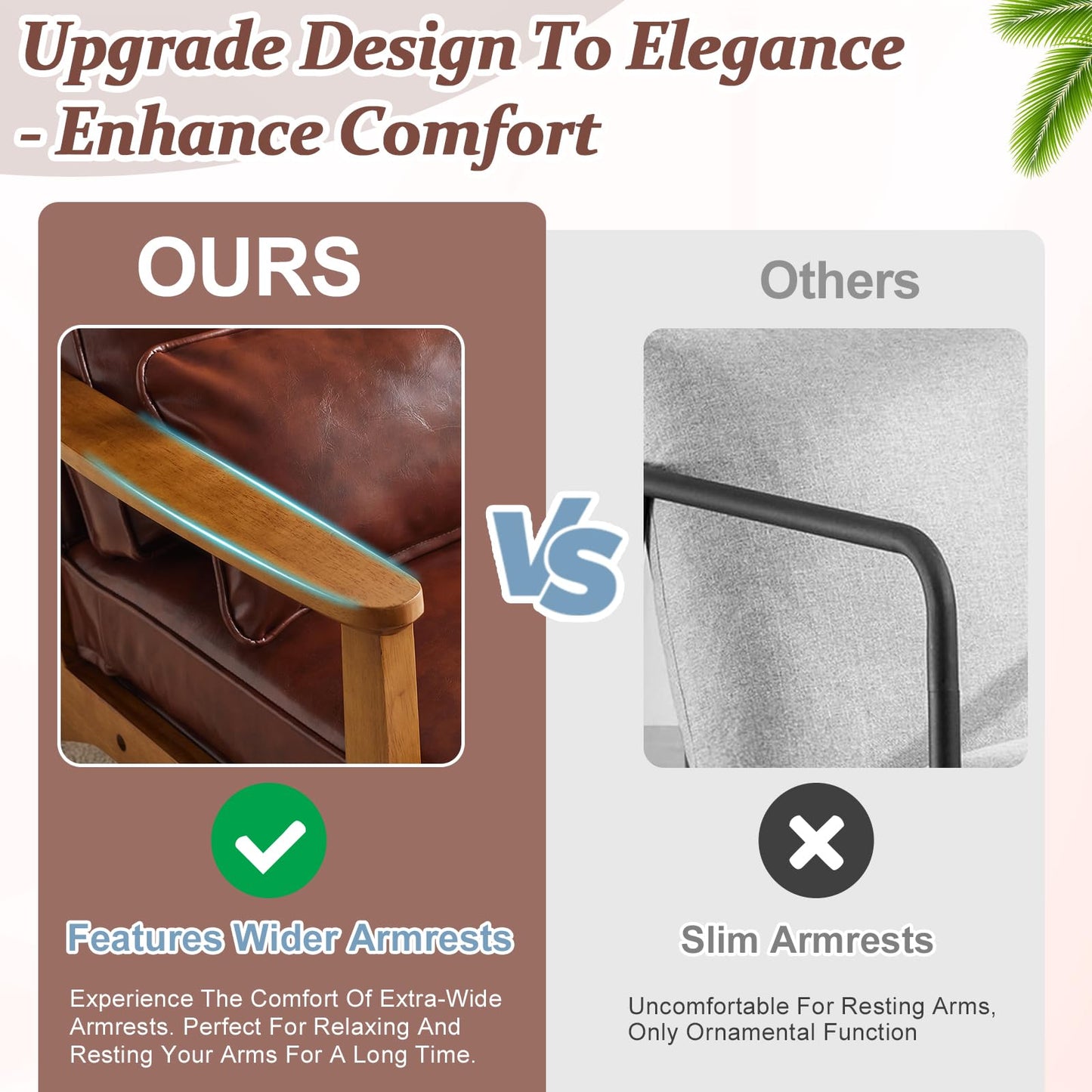 VINGLI Solid Wood Wide Armrests Accent Chair,Upholstered Mid Century Modern Chair with Pillow,Comfy Reading Chair Farmhouse Arm Chair,Chairs Living Room,Bedroom,Guest Room,Teddy Fleece,Khaki