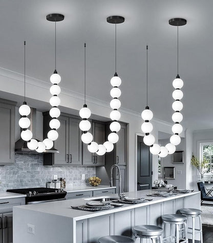 Modern Chandeliers LED Dimmable Light Acrylic Balls Ceiling Pendant Lighting for Living Room Dining Room Bedroom Adjustable Hanging Lights 25 Watts Black Lamp