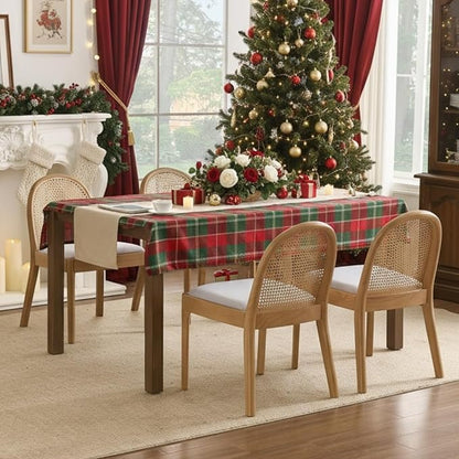 Upholstered Wooden Dining Chairs Set of 2, Farmhouse Kitchen & Dining Room Chairs with Cane Back, Accent Dining Table Chairs Beige Linen Seat for Kitchen/Restaurant/Living Room, Beige