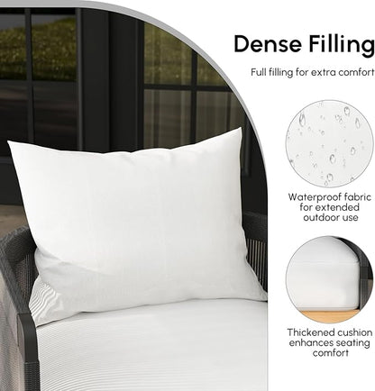 homary Rattan 360° Swivel Chair, Outdoor Chair Wicker Furniture with Thickened Cushions and Aluminum Frame for Garden, Balcony, Indoor, Black and Gray