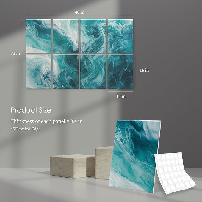 8-Pack Art Acoustic Panels Sound Absorbing Panels, 48x32 Inch Decorative Acoustic Panels, Sound Absorbing Wall Art with Nano Glue for Recording and Home Studio, Office,Conference