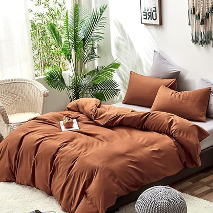 CLOTHKNOW Pumpkin Full Size Comforter Sets 3Pcs Brown Rust Bedding Comforter Sets Caramel Comforter Orange Terracotta Comforter with 2 x Pillow Cases