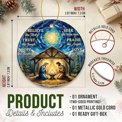 ZAGKOO Nativity Scene Christmas Ornaments - Christian Ornaments for Christmas Tree - Catholic Religious Gifts for Women Men, Nativity Decorations Festive Faith Ideas - Ceramic Xmas Ornaments 2025