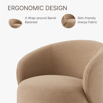 Swivel Accent Chair Round Barrel Armchair Upholstered Performance Fabric for Living Room Bedroom Reading Waitingroom,2 PCS,Sand