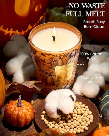 M&SENSE Pumpkin Spice Scented Candle, Soy Candles 14.1oz 60H Burn Time Slow Burning, Fall Winter Scent Unique Halloween Thanksgiving Gifts Home Decor