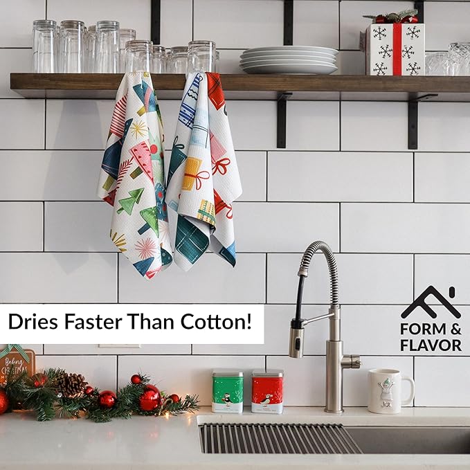 Christmas Dish Towels Set Holiday Kitchen Towels Tea Towels Decorative Hand Towels