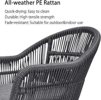 PURPLE LEAF 9 Pieces Patio Dining Set with Outdoor Aluminium Dining Table and Woven Rattan Chairs Modern Metal Furniture Cushions Sets for Garden Yard Indoor Decor Kitchen Gray