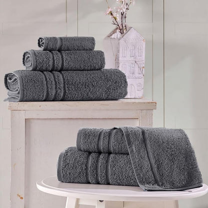 Hawmam Linen Grey 6 Piece Bath Towels Set for Bathroom Original Turkish Cotton Soft Premium Bath Towels Hand Towels, Cool Grey