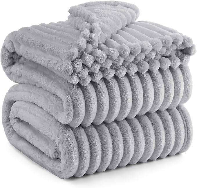 Bedsure GentleSoft California King Size Blanket for Bed - Cozy Soft Blankets for Women, Cute Large Throws for Girls, Light Grey, 102x96 Inches