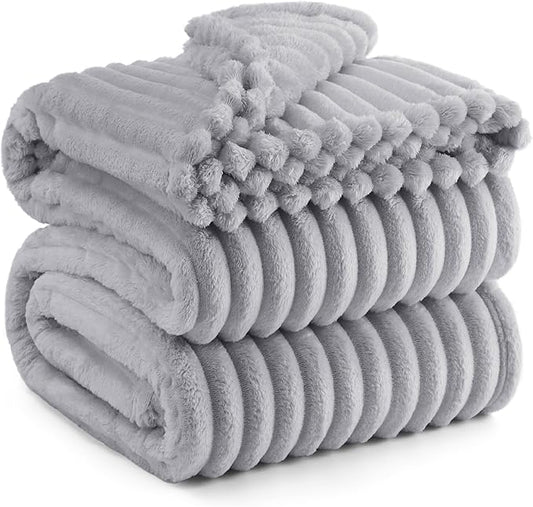 Bedsure GentleSoft California King Size Blanket for Bed - Cozy Soft Blankets for Women, Cute Large Throws for Girls, Light Grey, 102x96 Inches