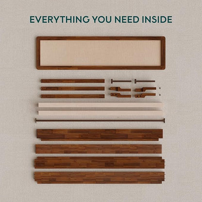 Bme Nipe Bed Frame with Headboard, Bohemian and Mid-Century Modern Style, Solid Acacia Wood Platform Bed with Slat Support, No Box Spring Needed, Easy Assembly, King - Dark Chocolate