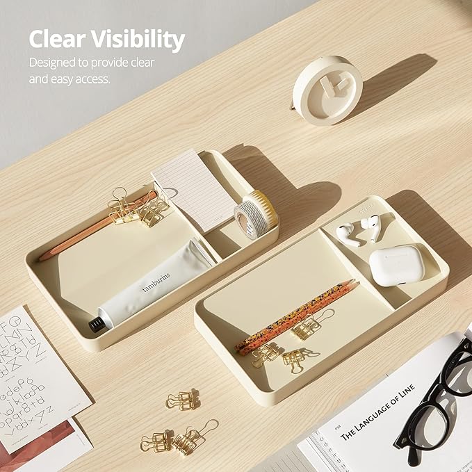 BLUE GINKGO Desk Organizer – Korean-Made Organizer for Notes, Pens, Pencils, and Accessories (Double-sided, Beige)